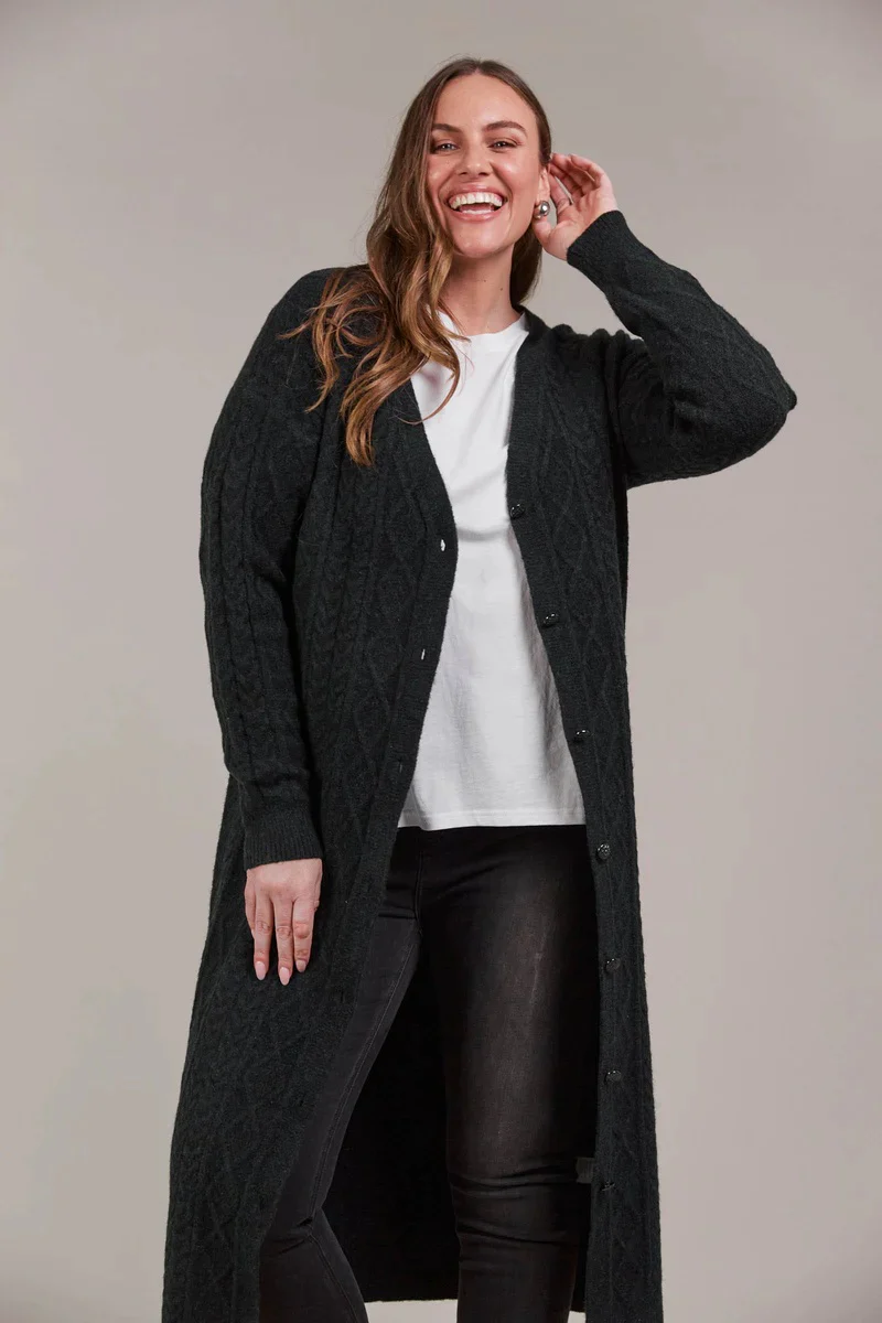 Eb & Ive - Merano Maxi Cardigan Char - Image 3