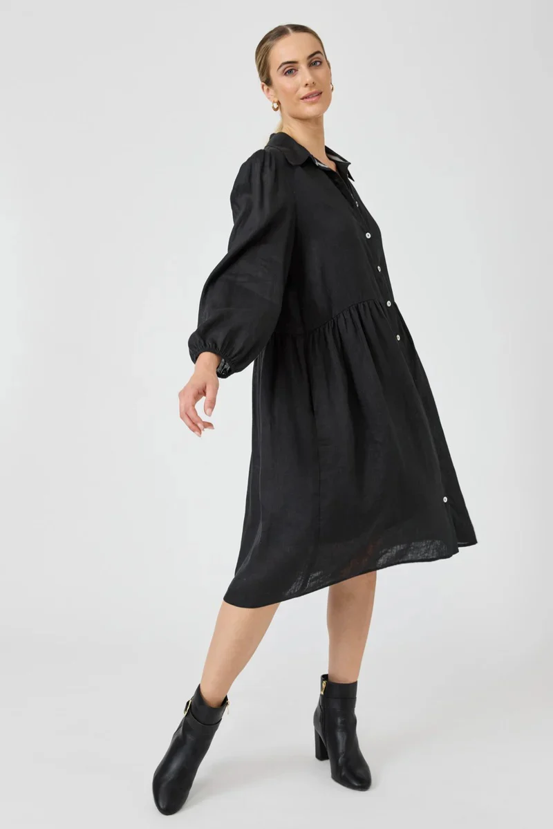Eb & Ive - Studio Midi Shirt Dress Ebony - Image 3