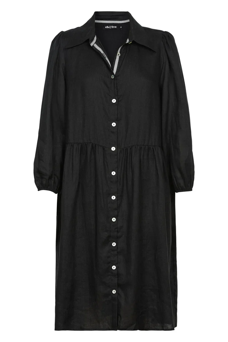 Eb & Ive - Studio Midi Shirt Dress Ebony - Image 4