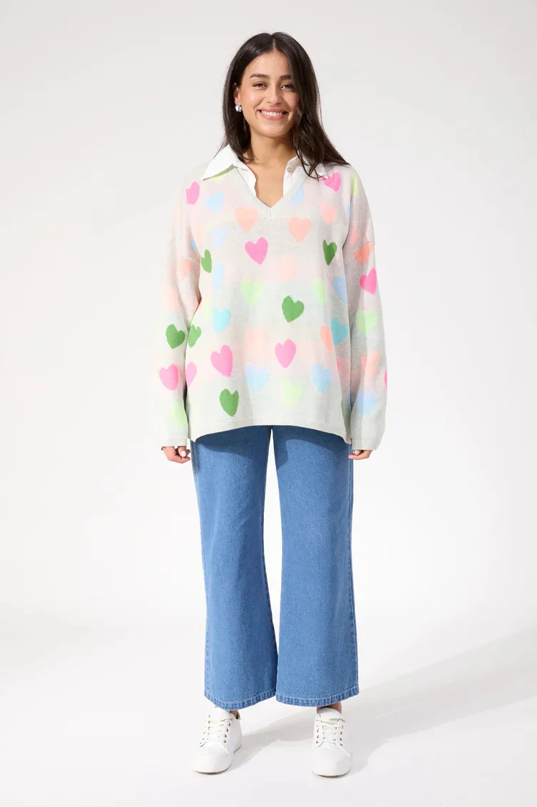 Haven - Alaska Relaxed Heart Jumper Neon - Image 5