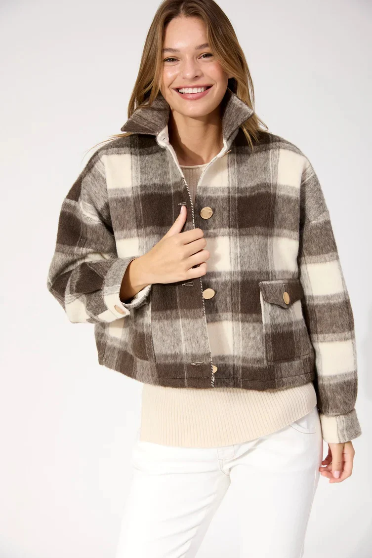 Haven - Fargo Cropped Jacket Brown