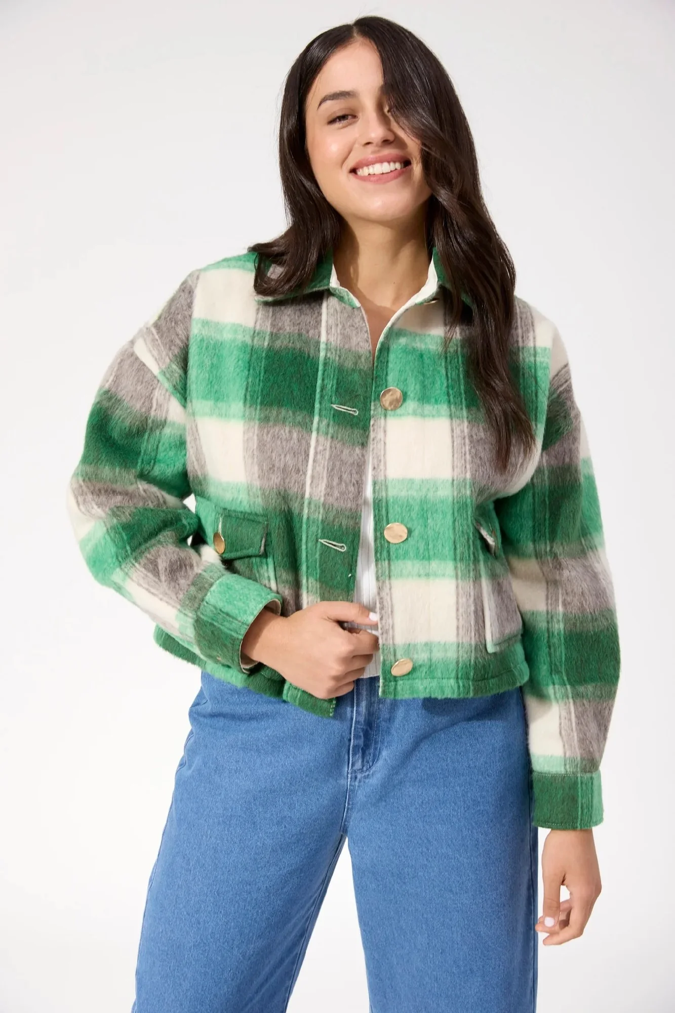 Haven - Fargo Cropped Jacket Green