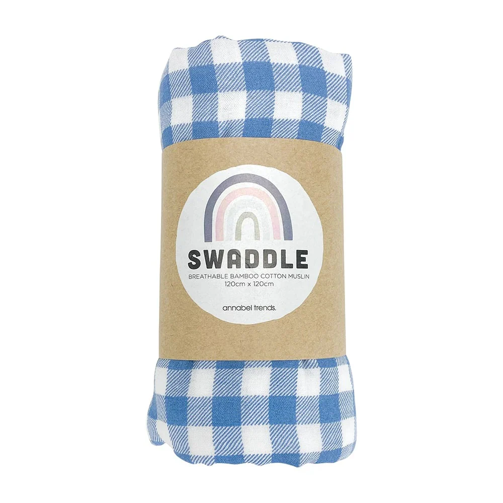 Muslin Wrap Gingham Blue
