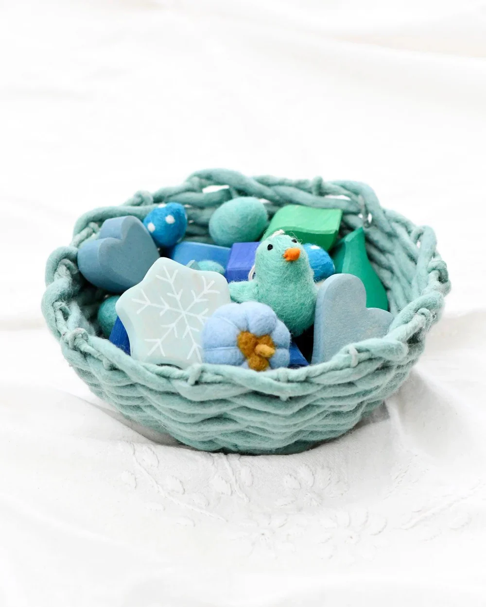 Tara Treasures - Felt Weave Basket Light Blue - Image 2